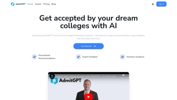 AdmitGPT Website Screenshot