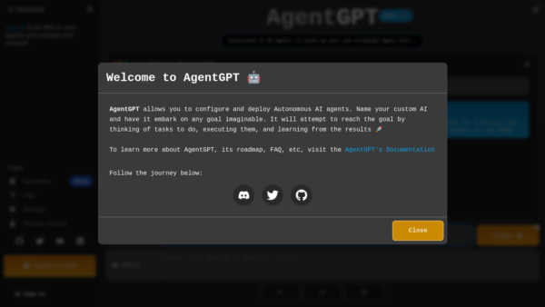 AgentGPT Website Screenshot