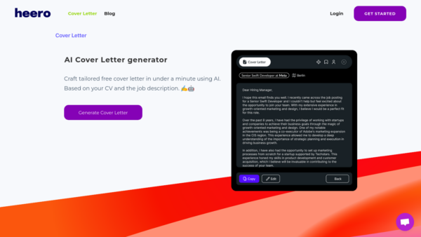 AI Cover Letter Website Screenshot
