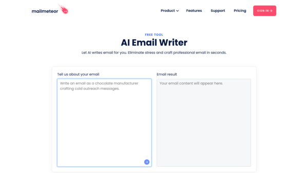 AI Email Writer Website Screenshot