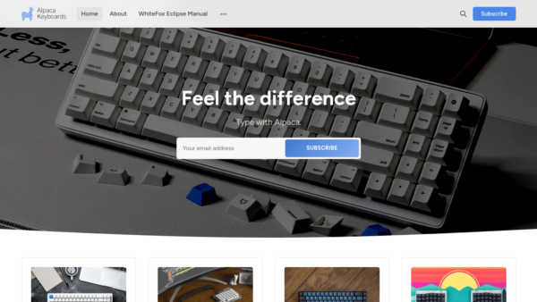 Alpaca Keyboards Website Screenshot