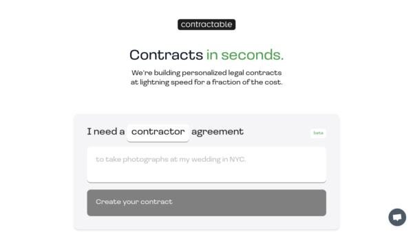 Contractable Website Screenshot
