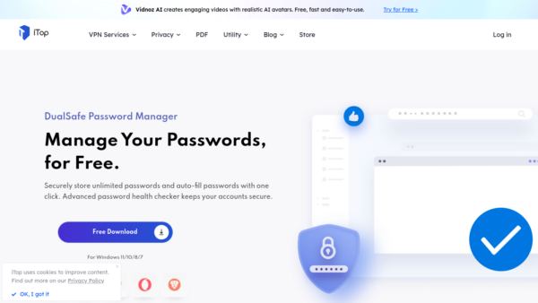 DualSafe Password Manager Website Screenshot