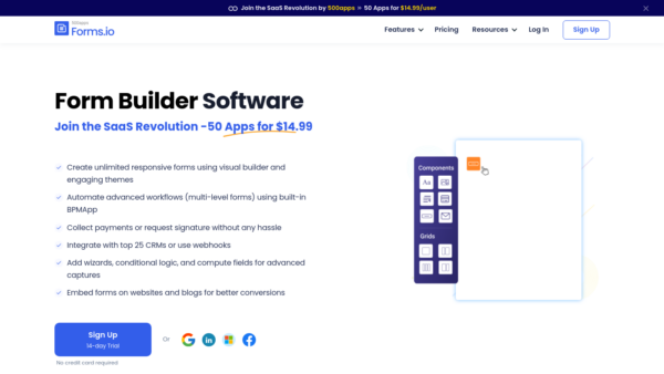 Forms.io Website Screenshot