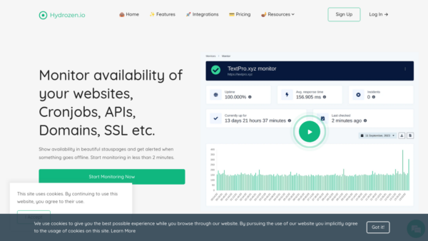 Hydrozen.io Website Screenshot