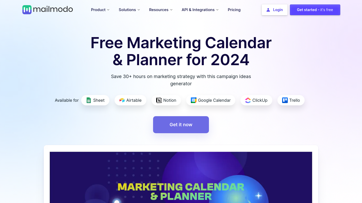 Marketing Calendar 2023 Screenshot