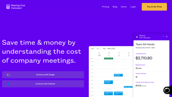 Meeting Cost Calculator Website Screenshot