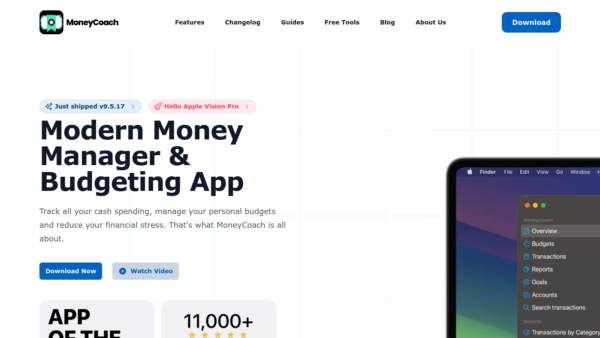 MoneyCoach Website Screenshot