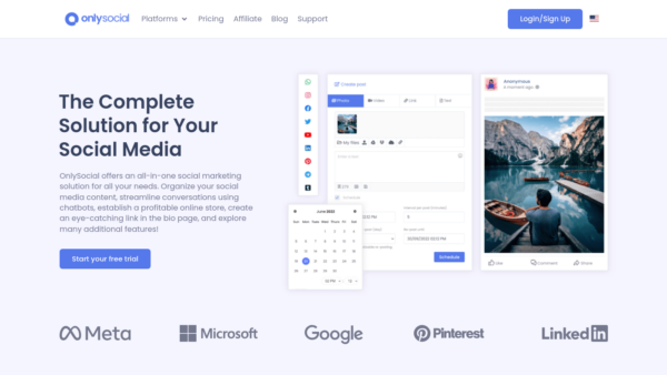 OnlySocial Website Screenshot