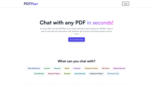 PDFPeer Website Screenshot
