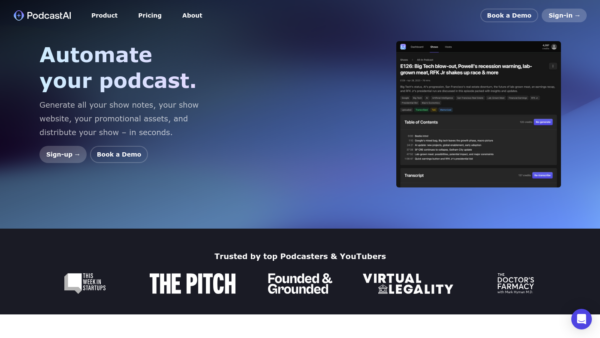 PodcastAI Website Screenshot