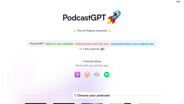 PodcastGPT Website Screenshot