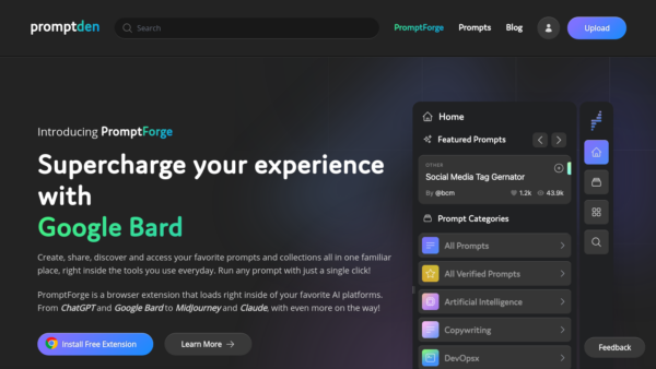 PromptForge Website Screenshot