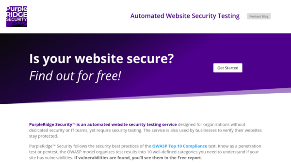 PurpleRidge Website Screenshot