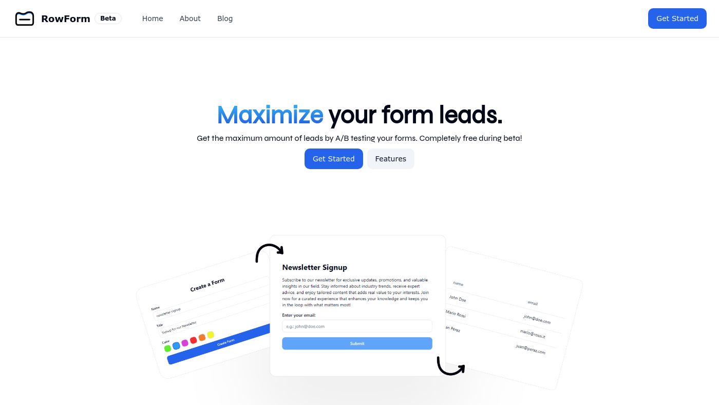 Rowform Screenshot