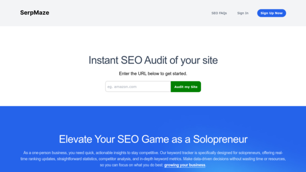 SerpMaze Website Screenshot