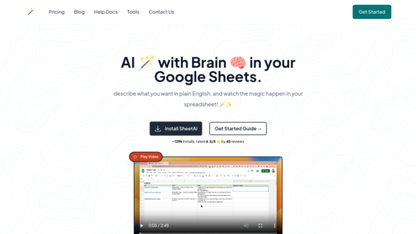 SheetAI App Website Screenshot