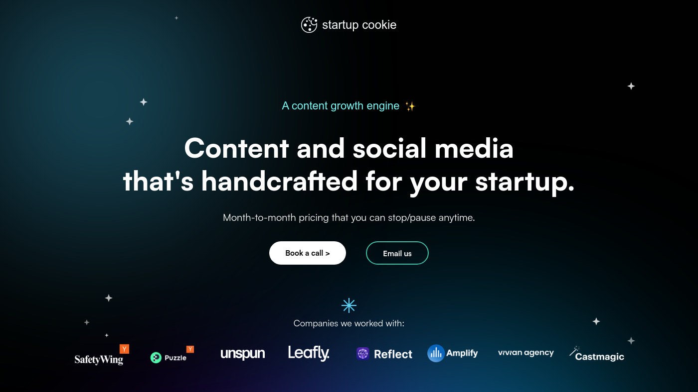 Startup Cookie Screenshot