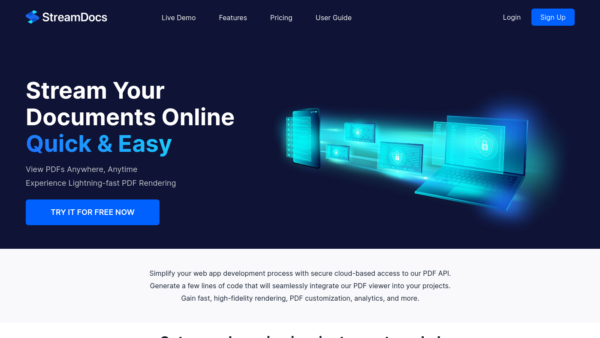 StreamDocs Online Website Screenshot