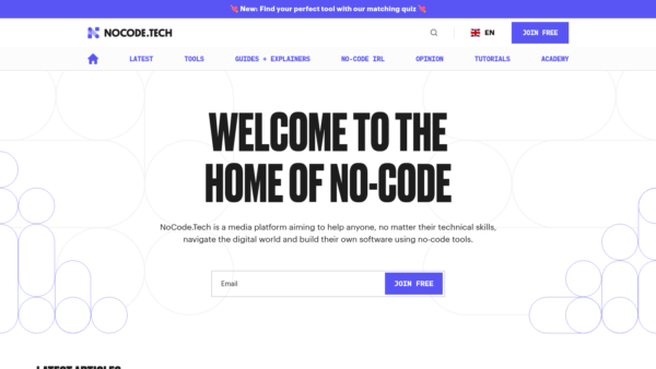 The New NoCode.Tech Website Screenshot