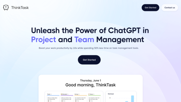 ThinkTask Website Screenshot