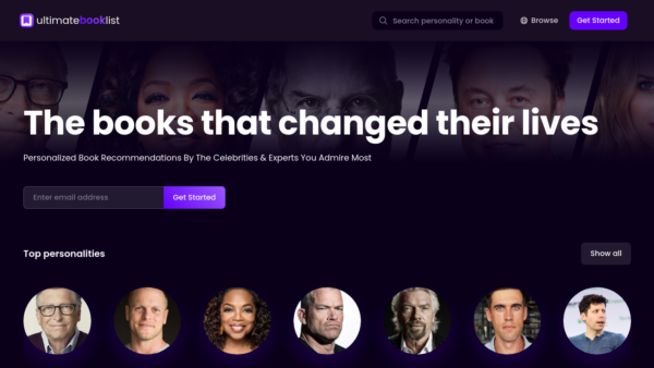 Ultimate Book List Website Screenshot