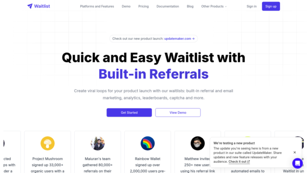Waitlist Website Screenshot