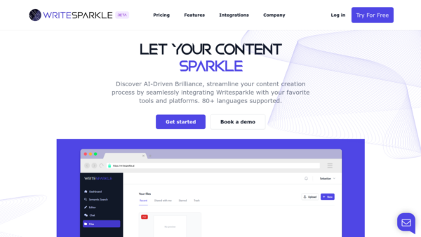WriteSparkle Website Screenshot